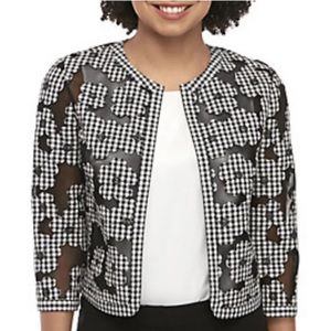 Anne Klein Jacket, Floral Plaid on Mesh Women’s size 4